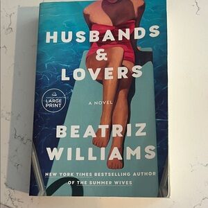 Husbands & Lovers by Beatriz Williams - Bright Blue Cover with Pink Swimwear